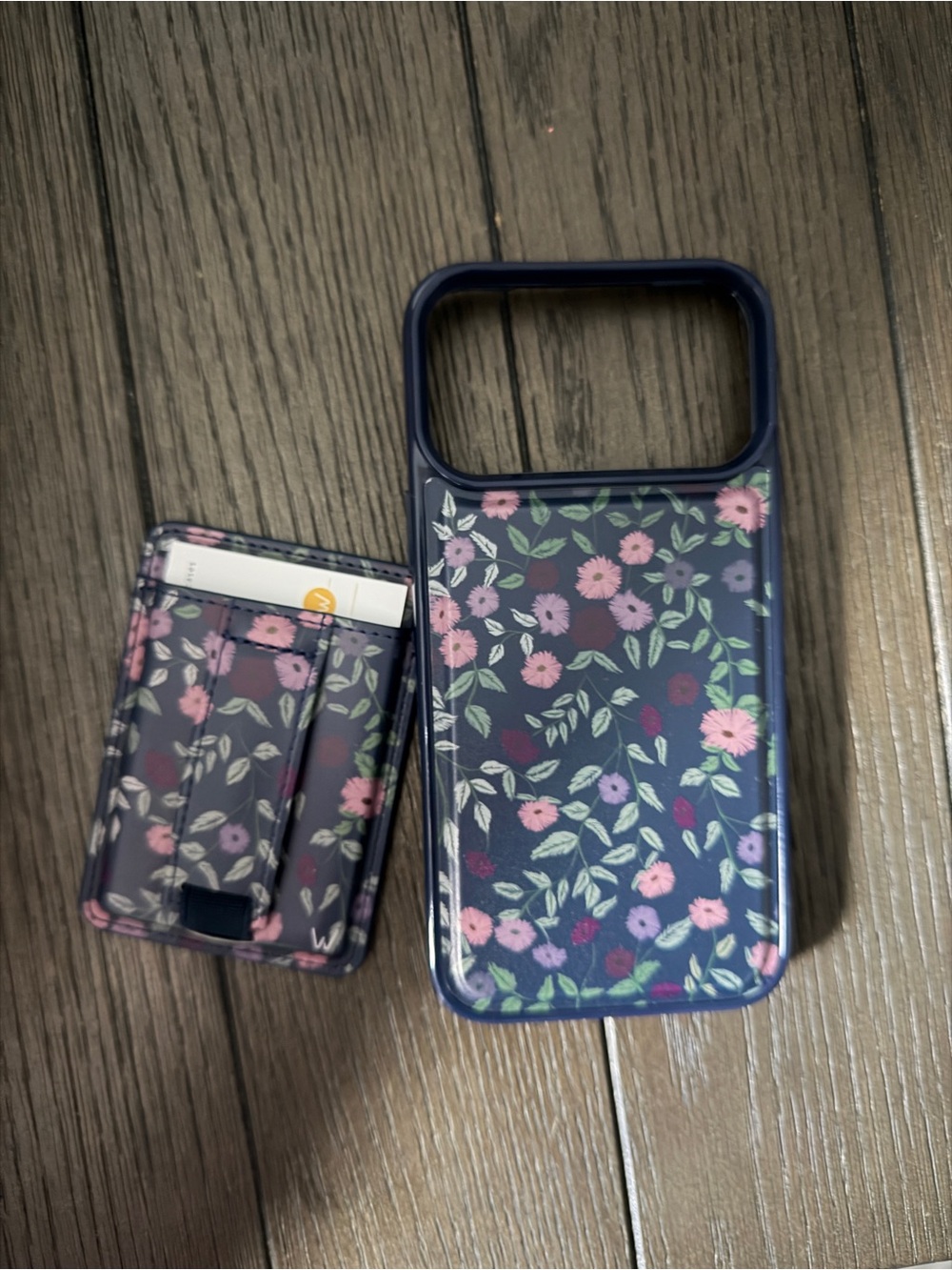 Floral Navy Phone Case with Card Holder Moonlight Meadow walli case MagSafe